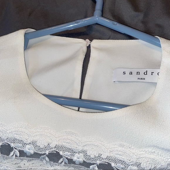Sandro White Lace Inset Adrina Medium New Blouse sz 2 - Picture 7 of 7